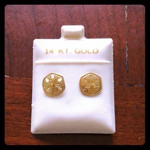 14k gold sand dollar earrings. NWOT